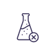 Icon of a beaker with a cross, possibly indicating a test or experiment.